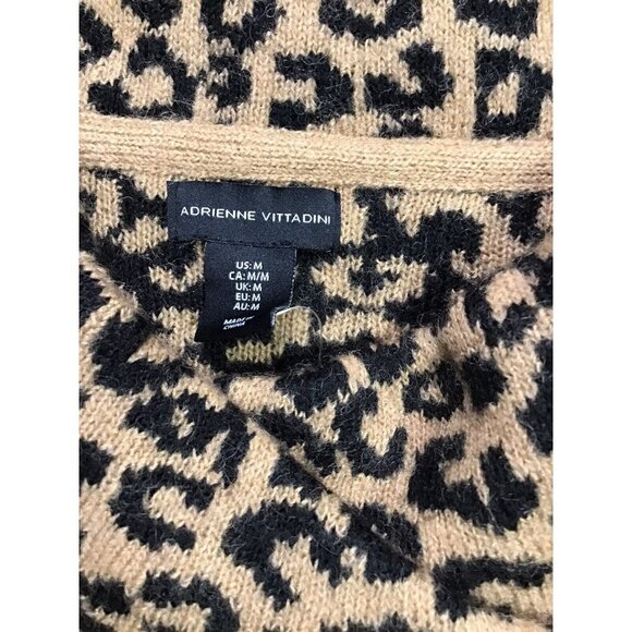 Adrienne Vittadini Sweater Womens Medium Leopard Print Wool Blend Cardigan - Picture 2 of 6